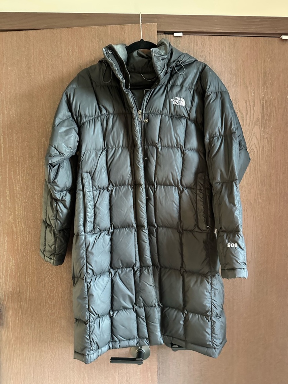 The North Face Long Puffer Coat in Black
